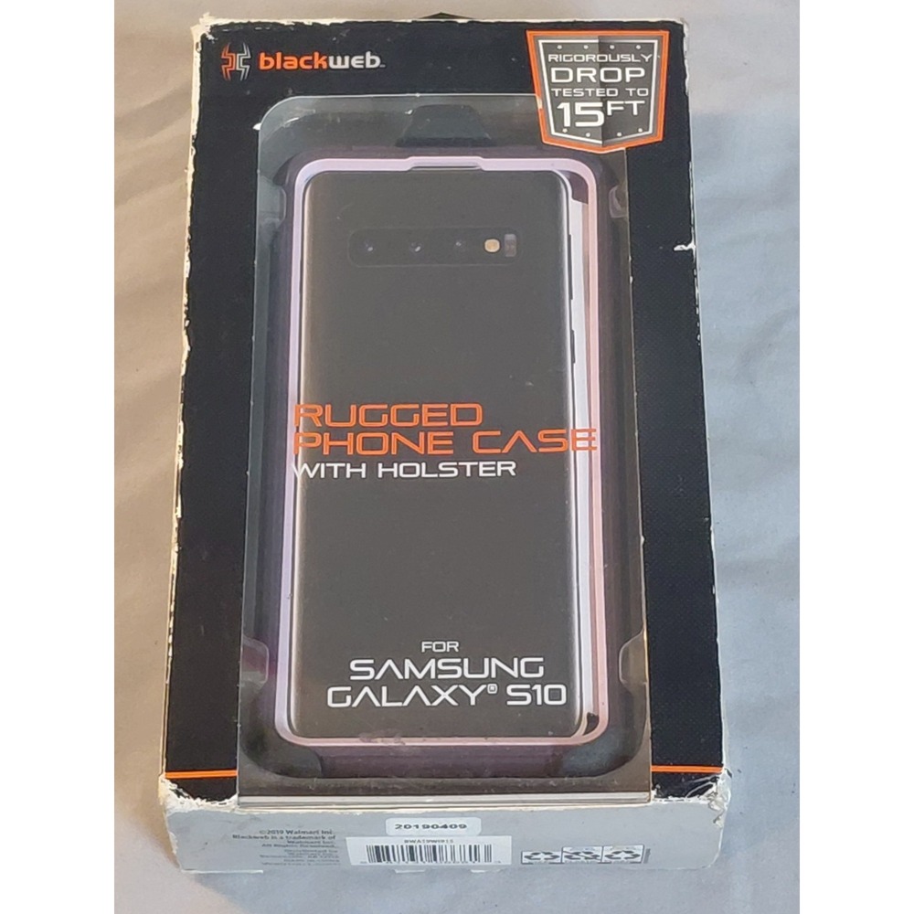 Blackweb Rugged Phone Case w/ Holster Samsung Galaxy S10 15FT Drop Protection